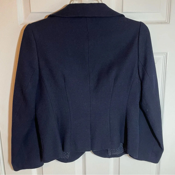 Banana Republic Wool Navy Blazer Silk Lining Velvet Trim Pockets Women’s Size 6 - Picture 6 of 15